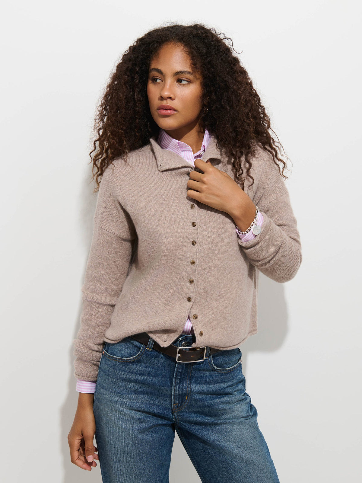Taylor Cardigan In Washed Cashmere Toast
