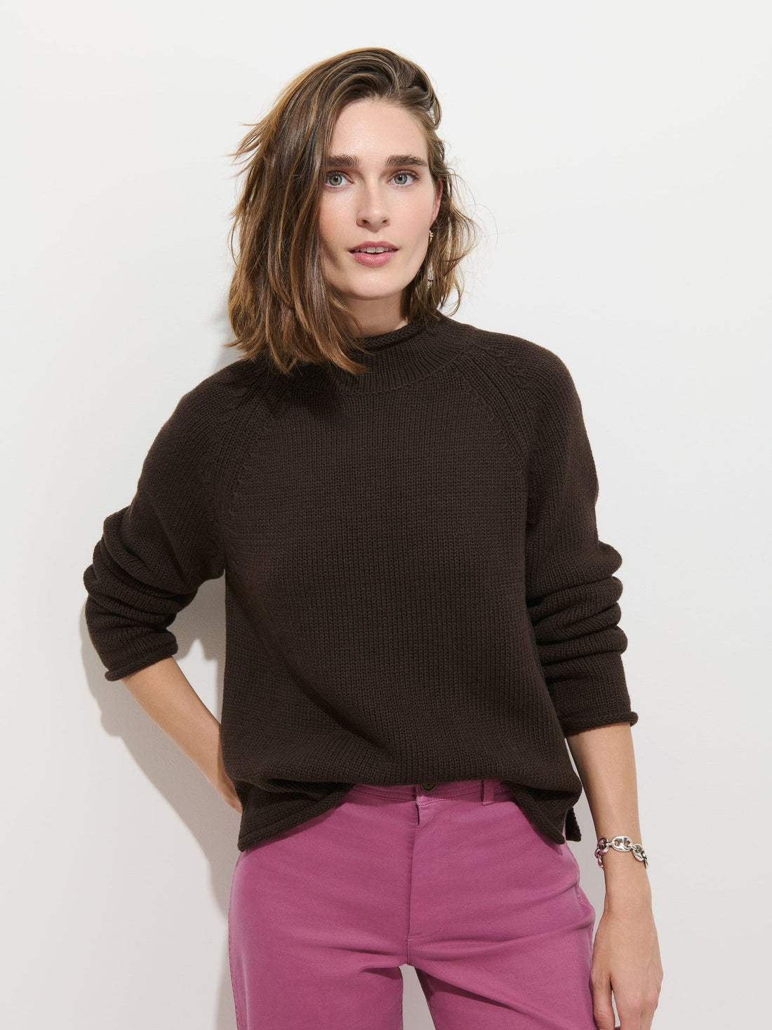 Lennox Sweater In Cotton Dark Chocolate