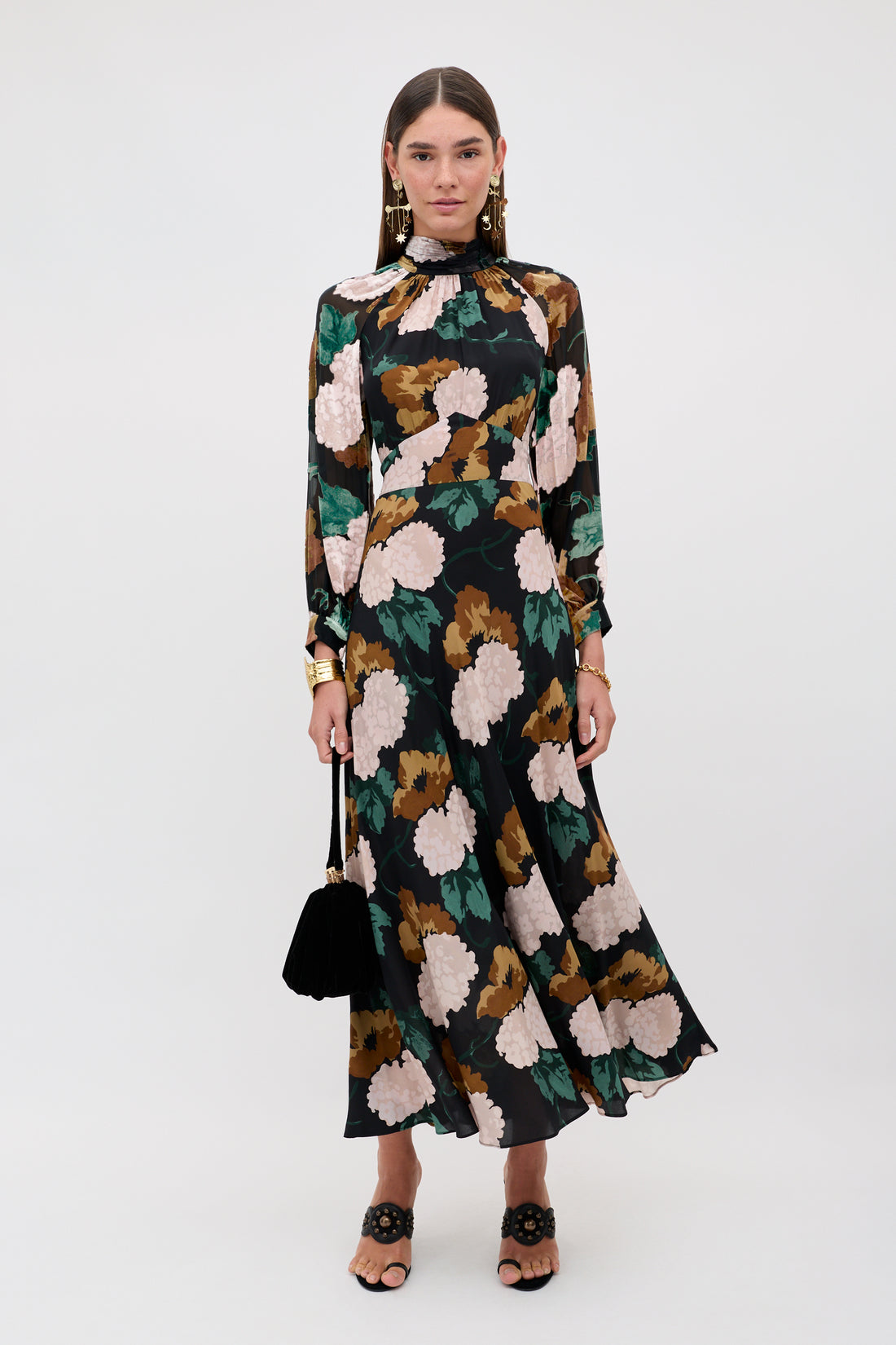 Paige Dress Hyrangea Floral Charcoal
