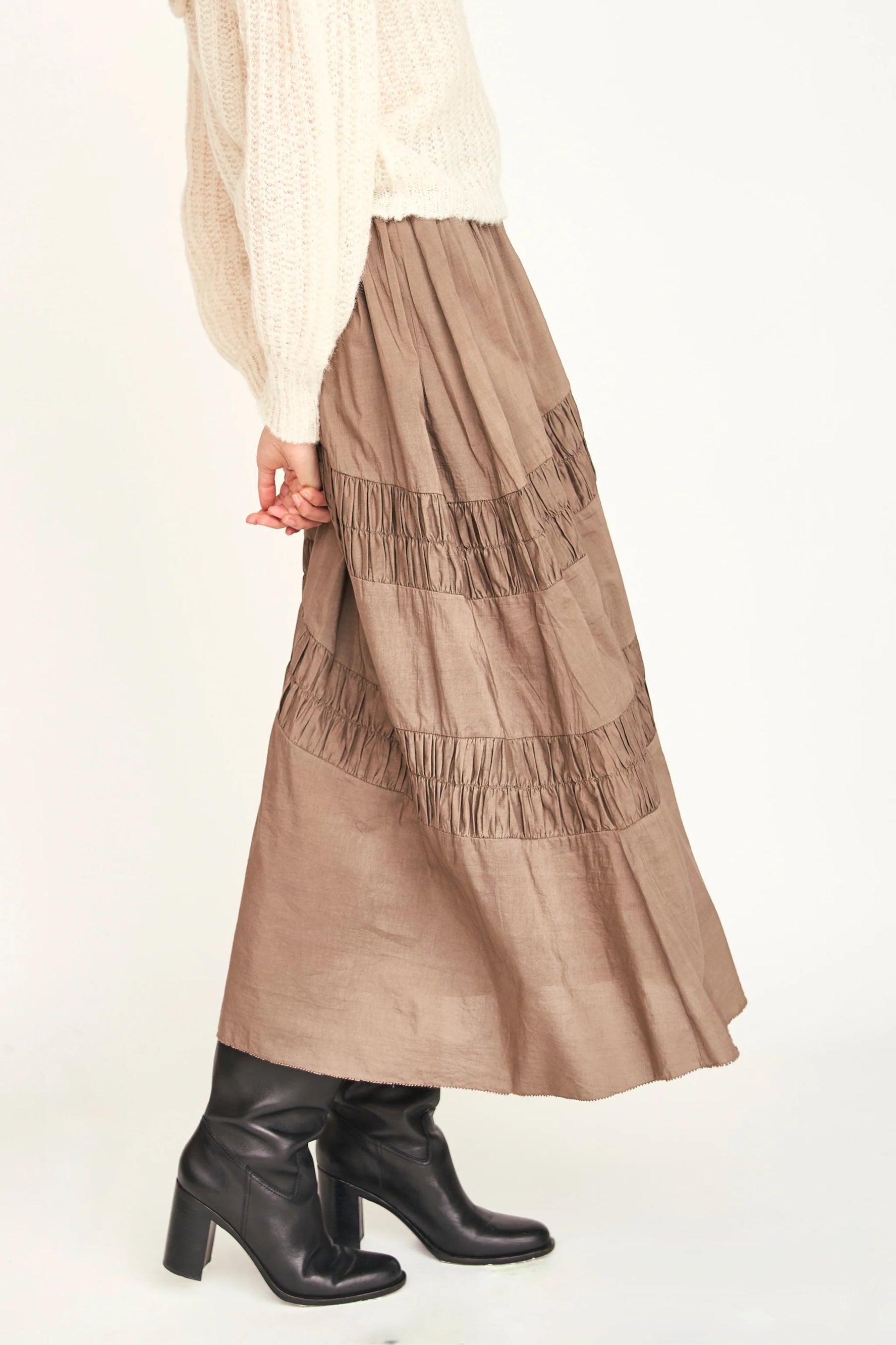 Verona Ruched Skirt in Walnut