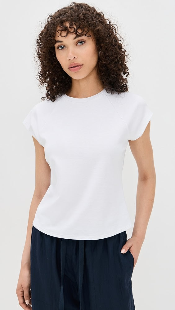 Raglan Cap Sleeve Tee White
