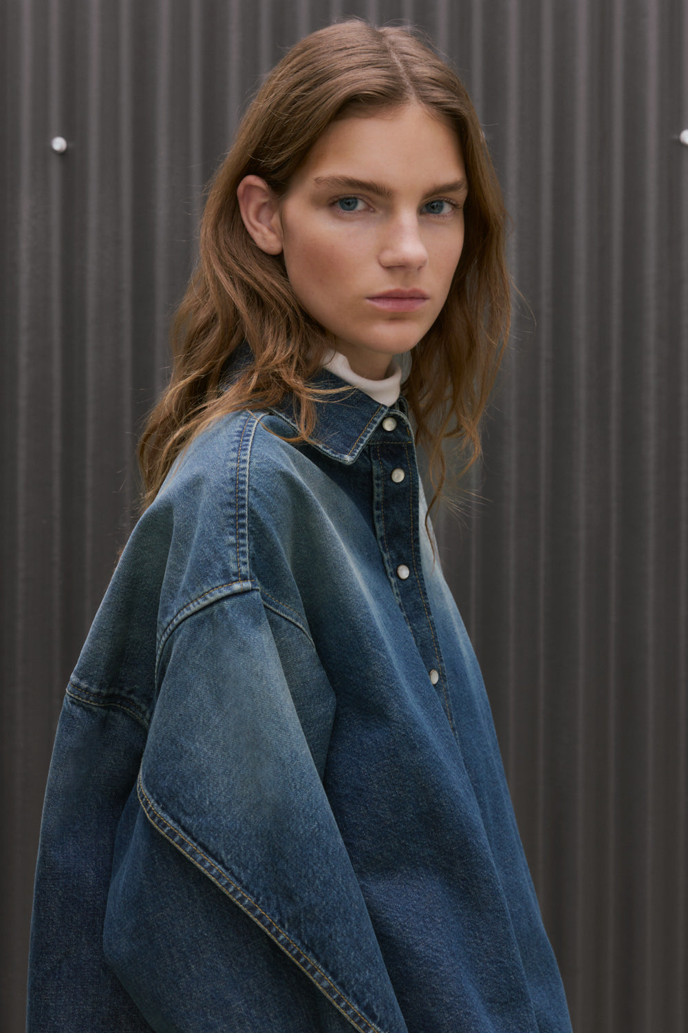 Overlay Denim Shirt Dark Blue